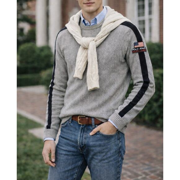 Apollo Jeans Other - Vintage Rare Polo Jeans Co. Ralph Lauren Gray Ribbed-Knit Flag Logo